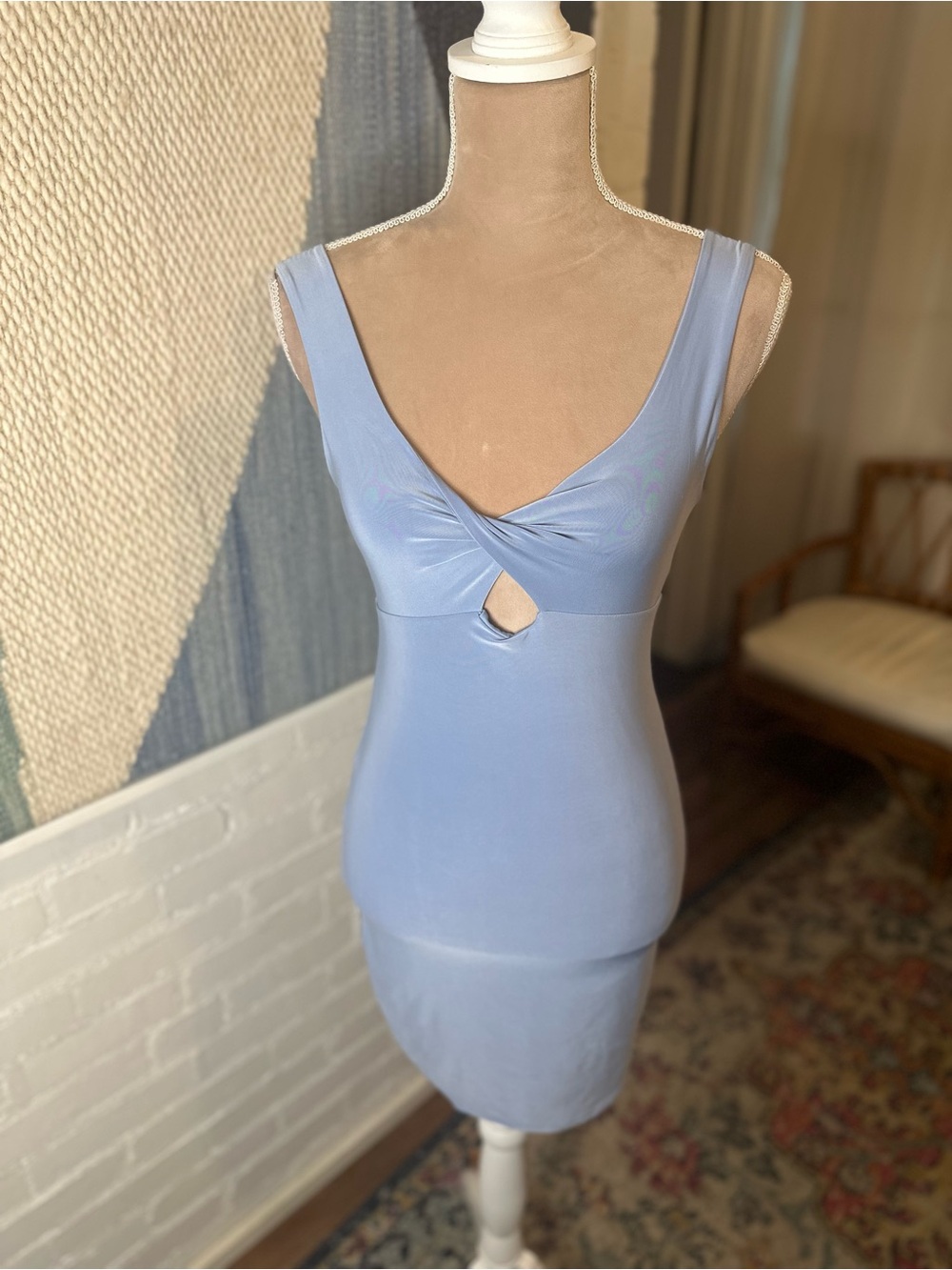 21 Saints Blue Criss Cross Bodycon Tank Dress - Picture 4 of 9